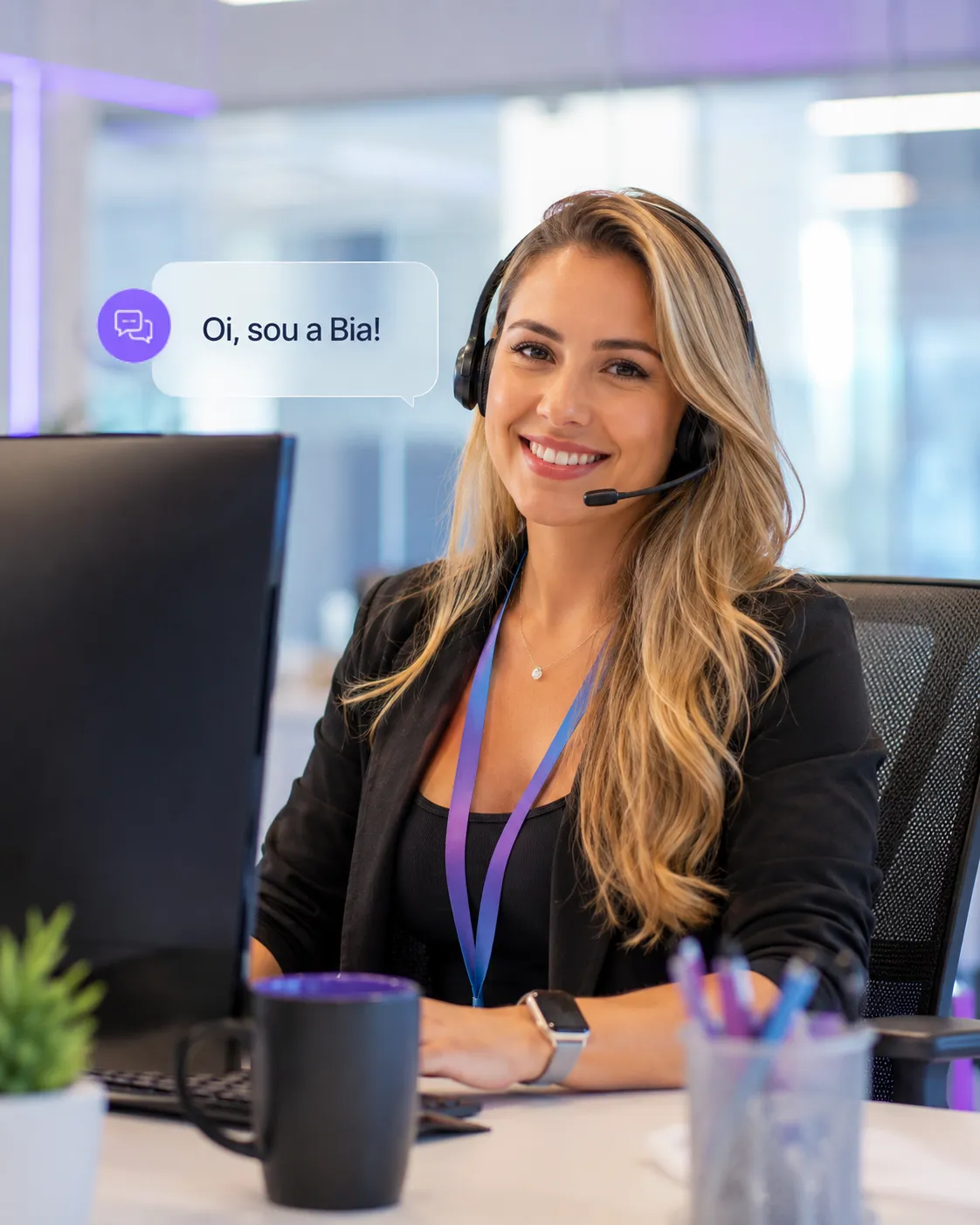 Especialista de suporte Olimpo Pay atendendo cliente